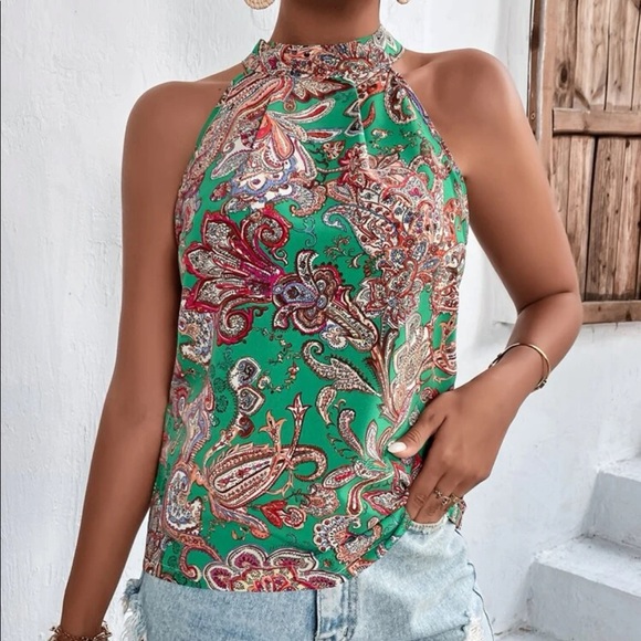 Boho floral paisley print halter top - Picture 4 of 6